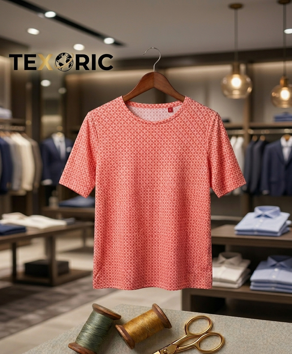Women's geometric AOP print short sleeve t-shirt knit