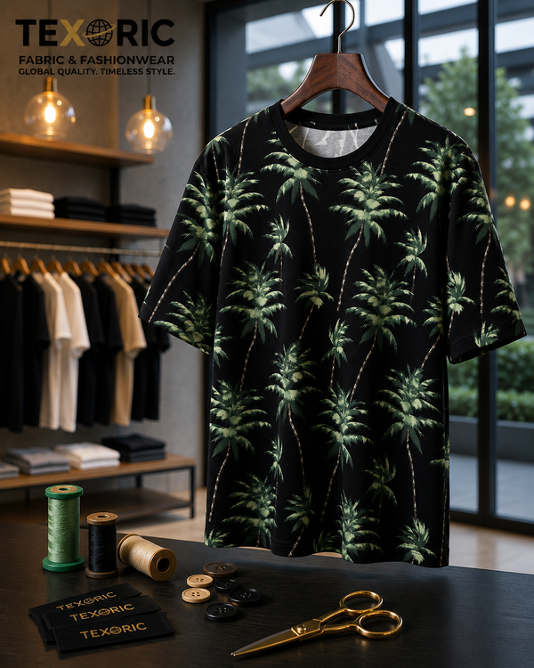 Men's tropical palm AOP print t-shirt knit