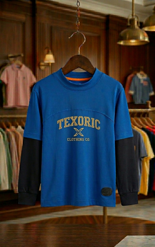 Men's layered-look long sleeve graphic t-shirt knit