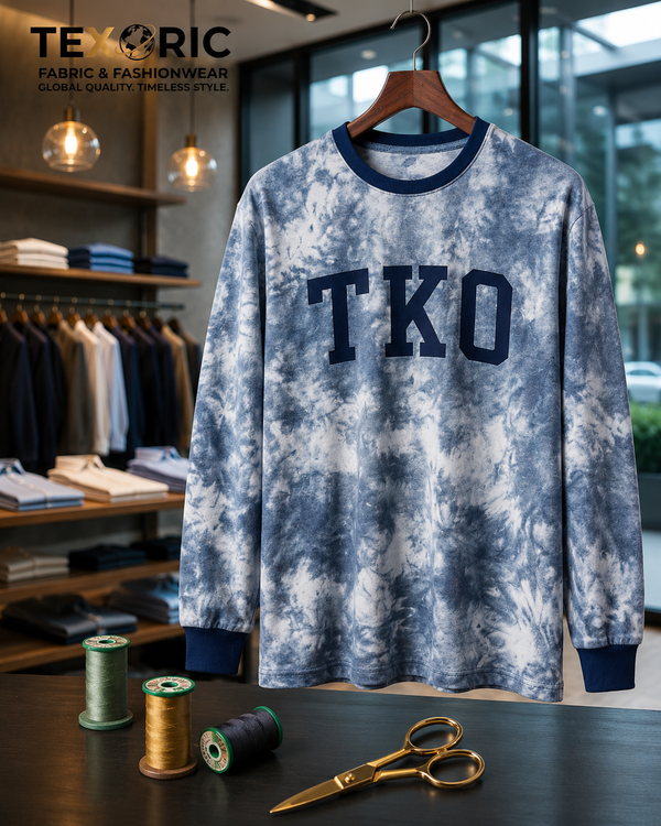 Men's crystal tie-dye long sleeve graphic t-shirt knit