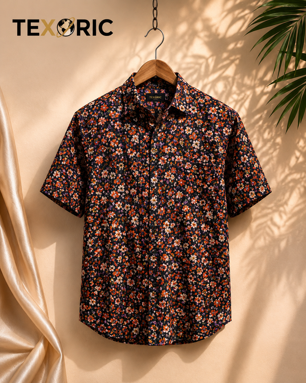 Men's ditsy floral AOP knit shirt short sleeve