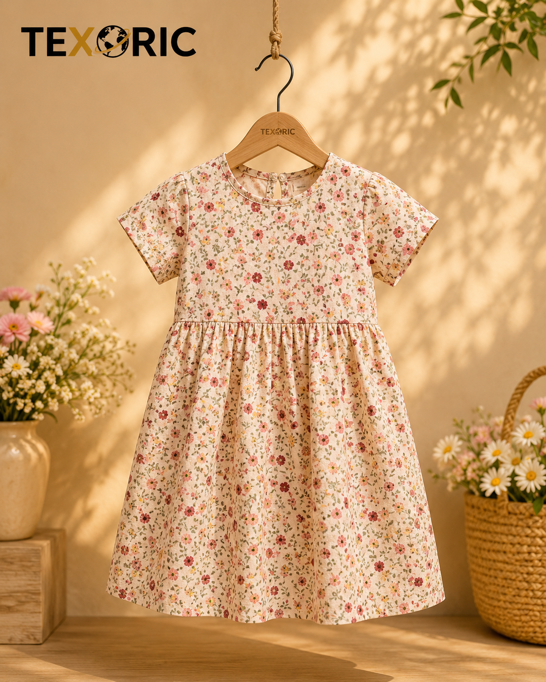 Girls' Short Sleeve Ditsy Floral Dress (Woven)