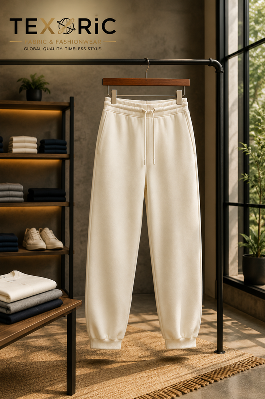 Men's 3-end fleece jogger sweatpant knit cream