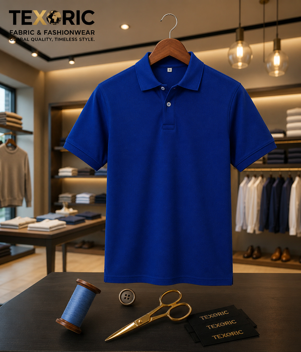 Men's classic pique knit polo shirt royal blue