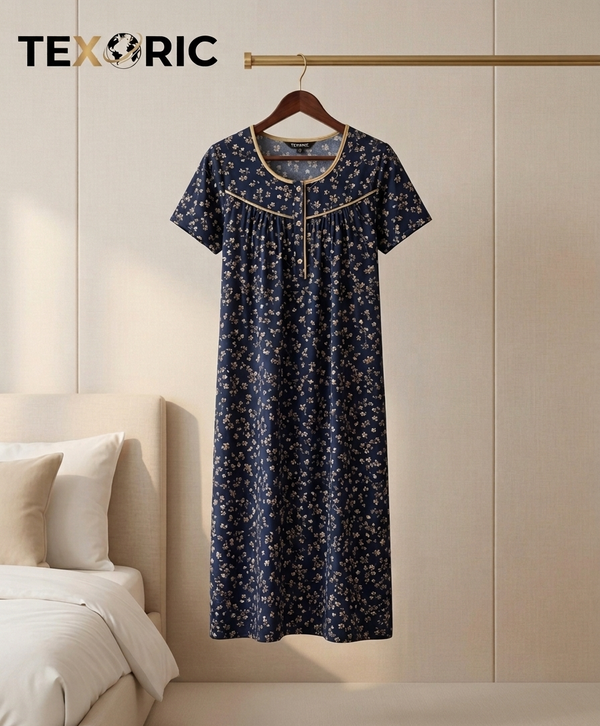 Women's floral AOP nightdress nightgown jersey knit
