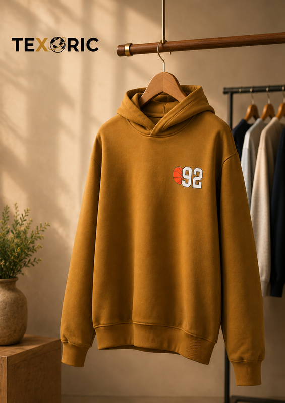 Men's winter fleece pullover hoodie cotton blend knit