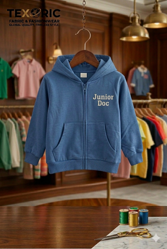 Kids' zip-through french terry fleece hoodie knit
