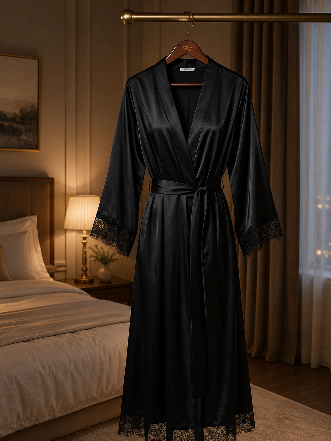 Women's Long Sleeve Satin Robe / Loungewear (Woven)