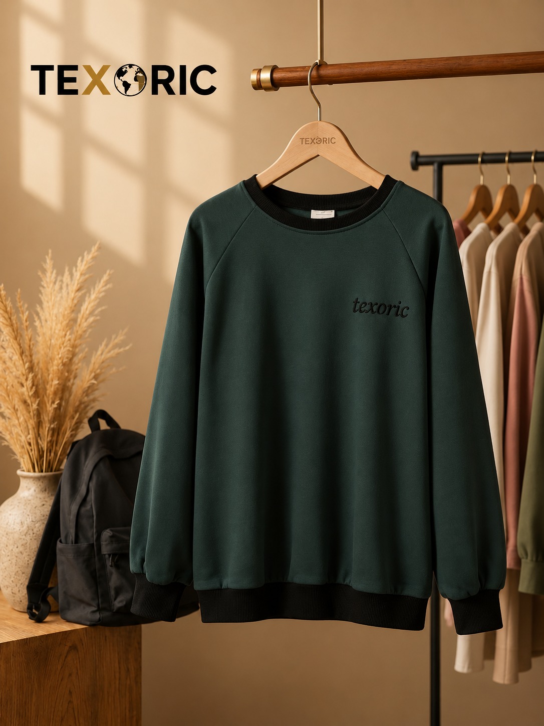 Men's & Women's Raglan Crew-Neck Sweatshirt — Forest Green